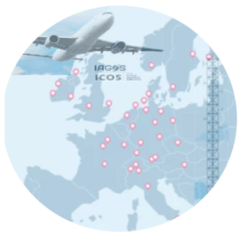 Karte mit den Standorten der ICOS-Türme in Europa und der IAGOS-Flugzeugeinrichtungen. Diese Plattformen liefern hochwertige Referenzdaten, die für die Einschränkung und Bewertung von Atmosphärenmodellen entscheidend sind. Karte mit den Standorten der ICOS-Türme in Europa und der IAGOS-Flugzeugeinrichtungen. Diese Plattformen liefern hochwertige Referenzdaten, die für die Einschränkung und Bewertung von Atmosphärenmodellen entscheidend sind.